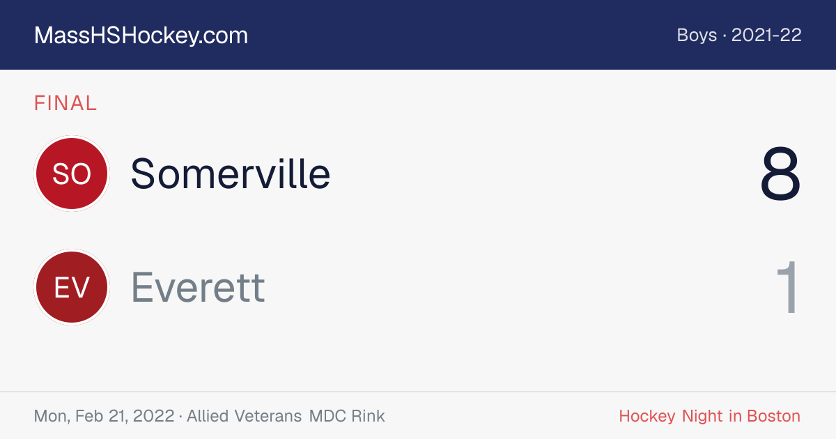 Somerville at Everett score card