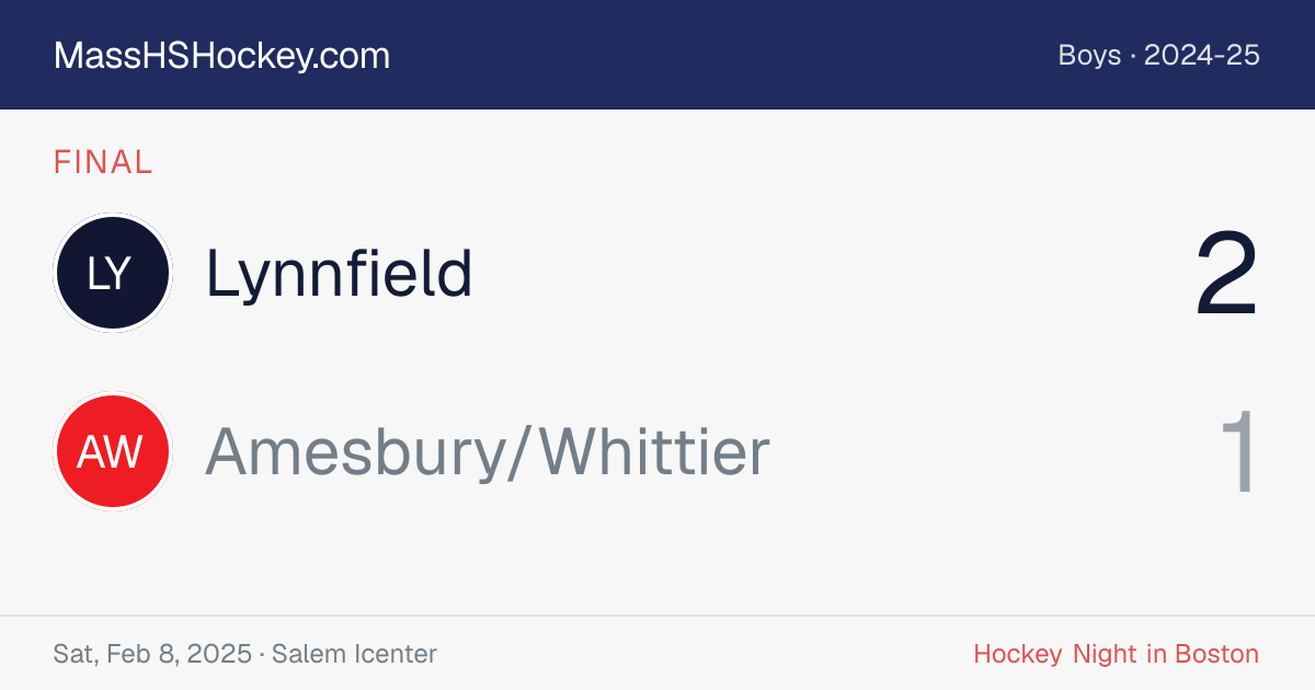 Lynnfield at Amesbury/Whittier score card