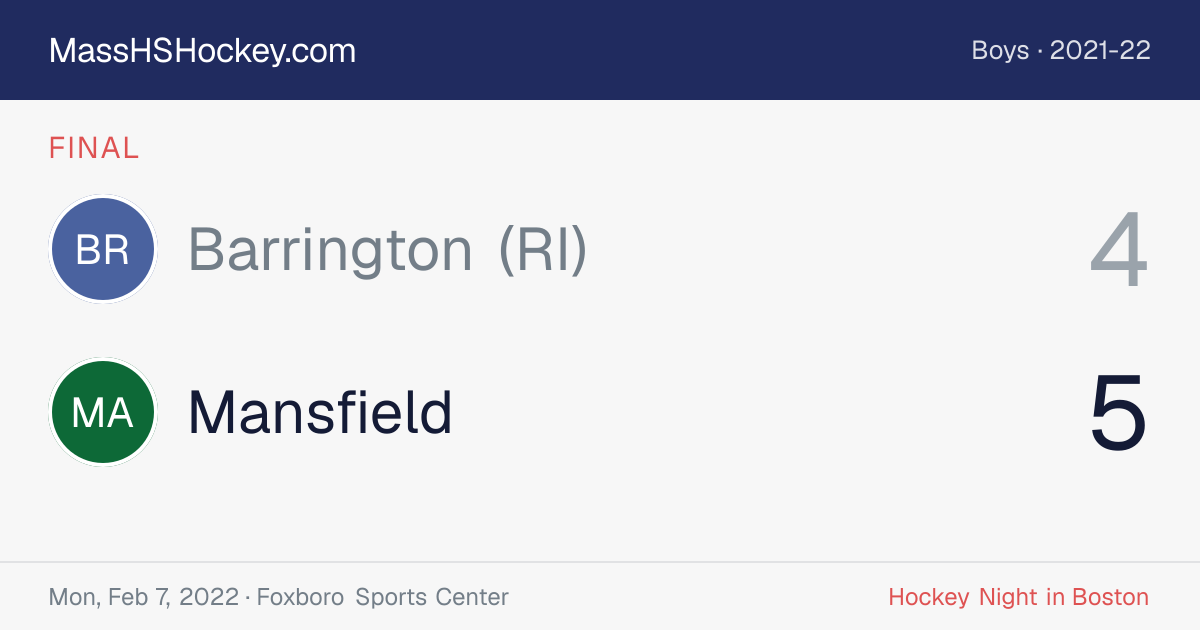 Barrington (RI) at Mansfield score card