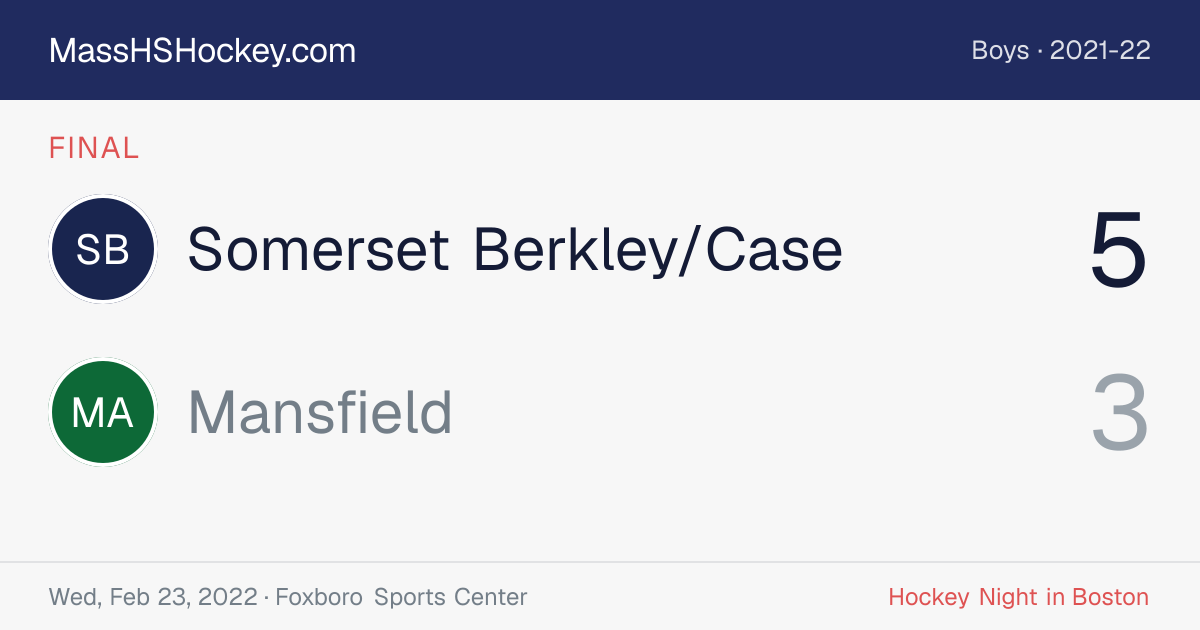 Somerset Berkley/Case at Mansfield score card