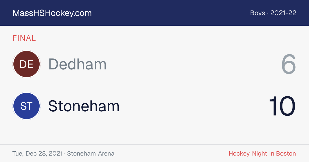 Dedham at Stoneham score card