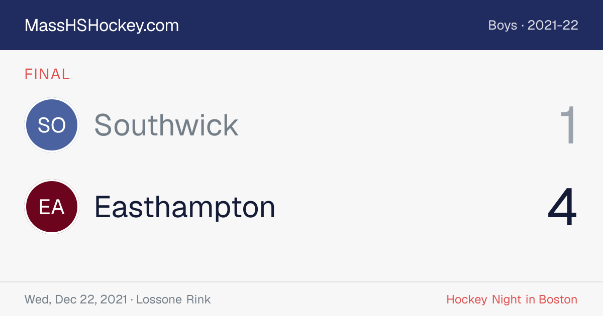 Southwick at Easthampton score card