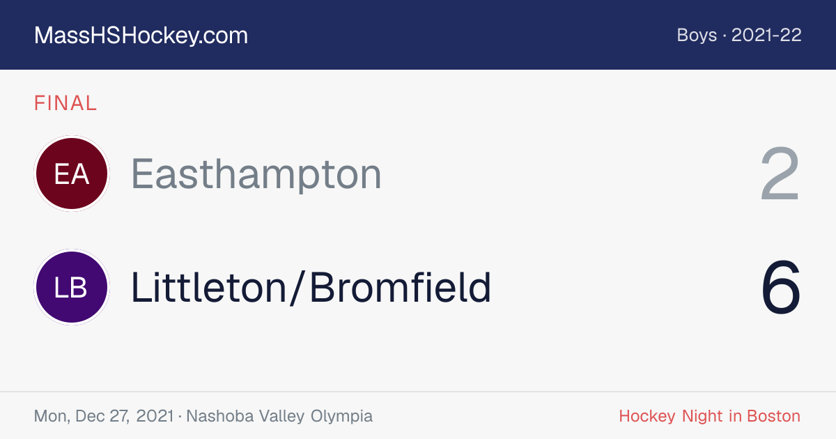 Easthampton at Littleton/Bromfield score card