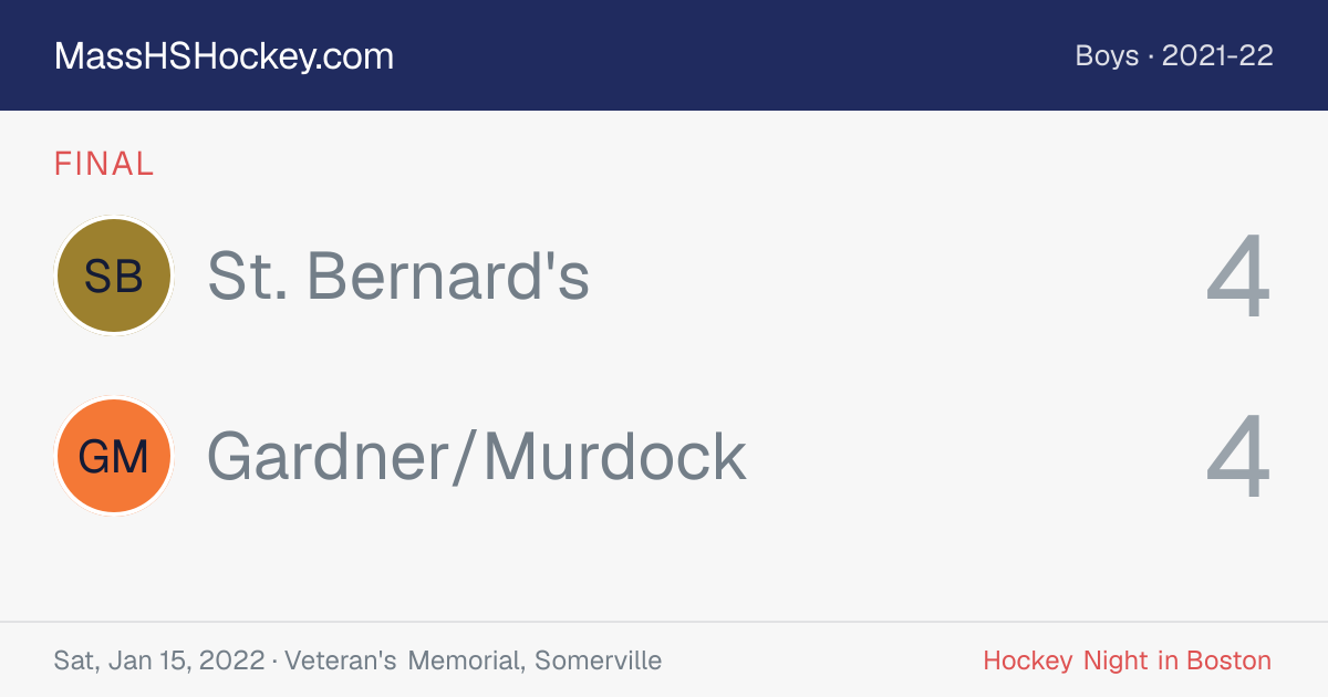 St. Bernard's at Gardner/Murdock score card