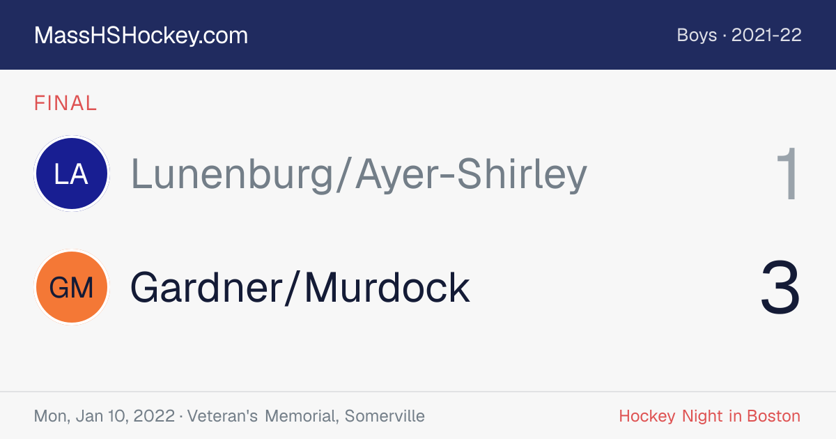 Lunenburg/Ayer-Shirley at Gardner/Murdock score card
