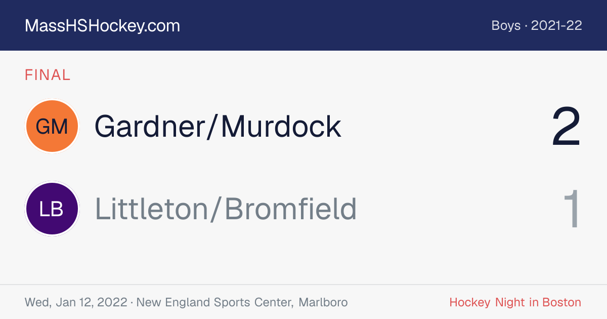 Gardner/Murdock at Littleton/Bromfield score card