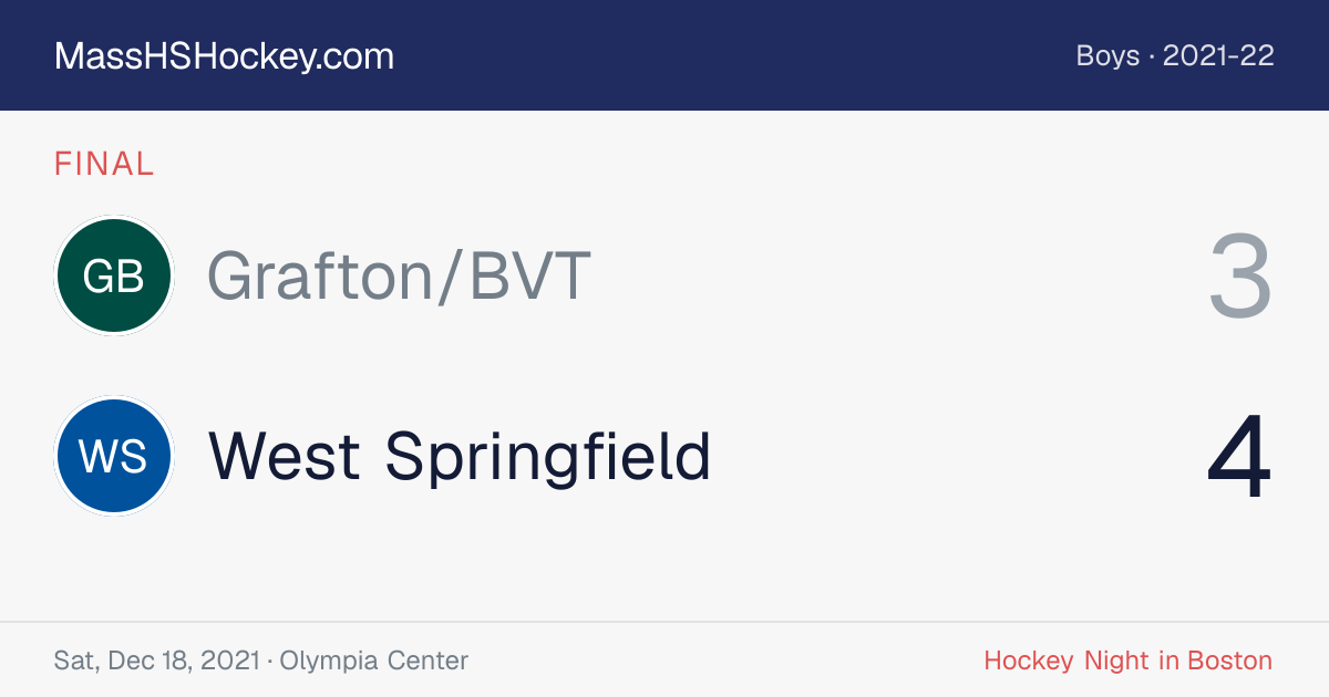 Grafton/BVT at West Springfield score card