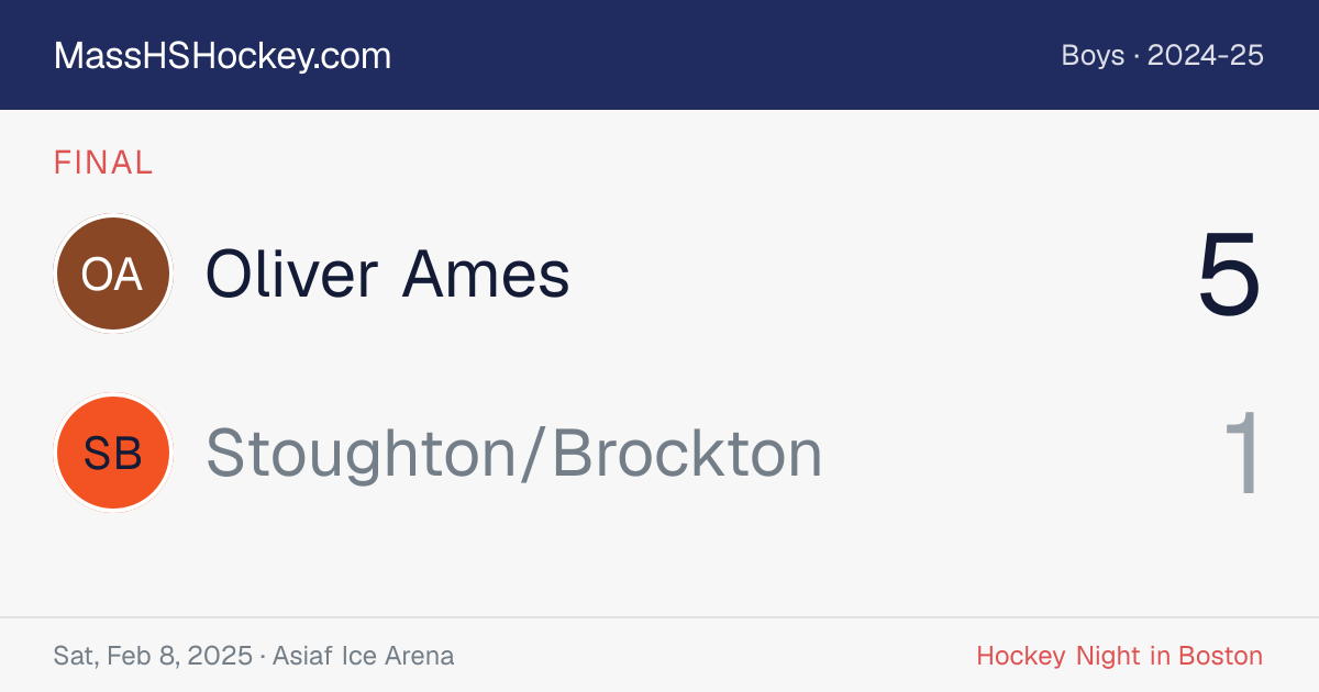 Oliver Ames at Stoughton/Brockton score card