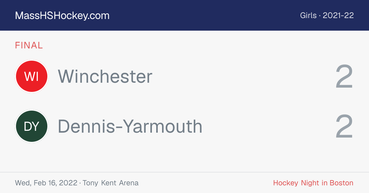 Winchester at Dennis-Yarmouth score card