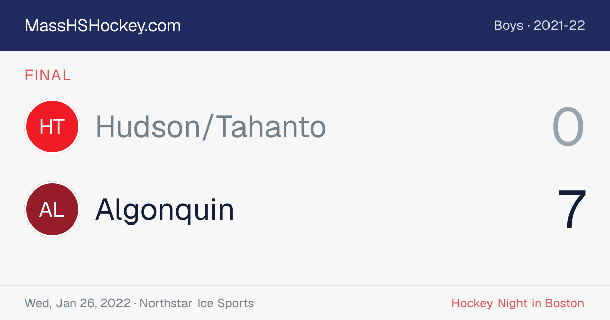 Hudson/Tahanto at Algonquin score card
