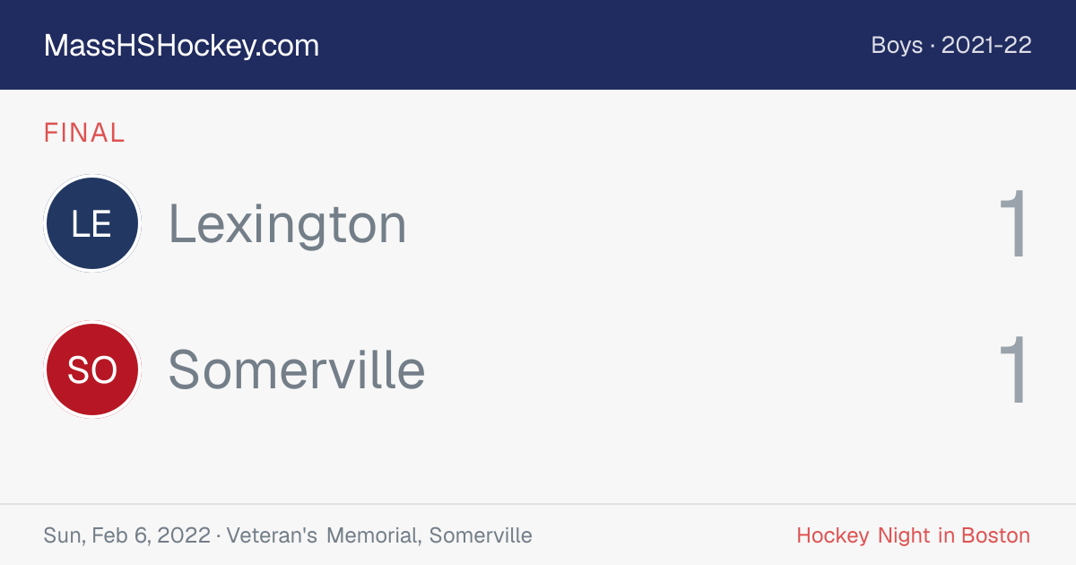 Lexington at Somerville score card