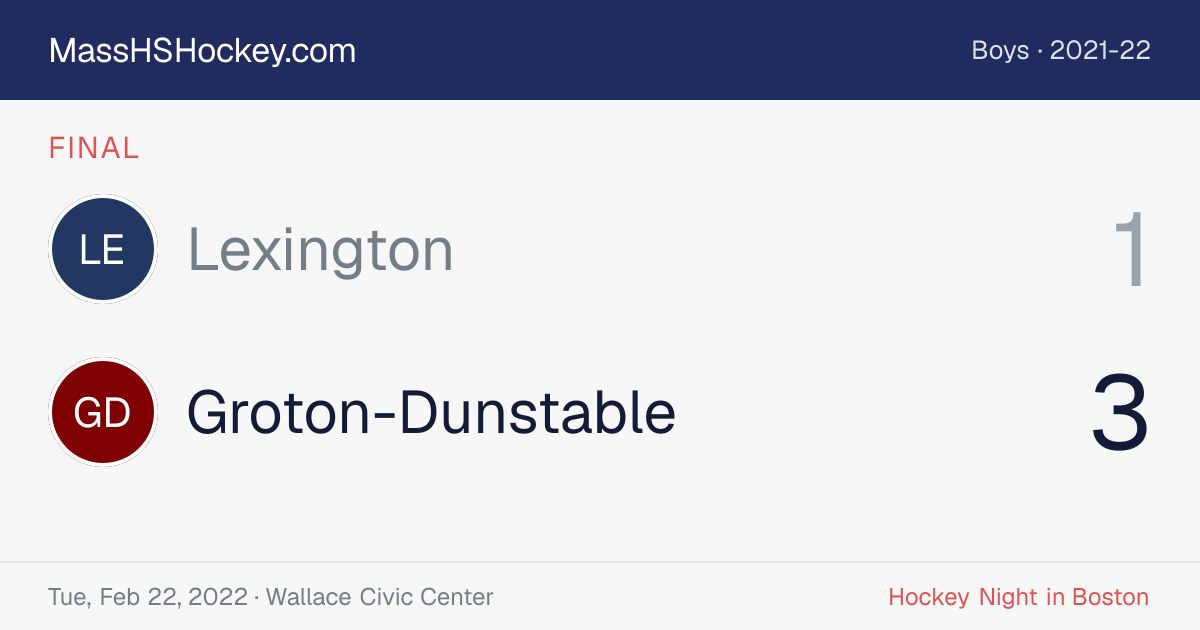 Lexington at Groton-Dunstable score card