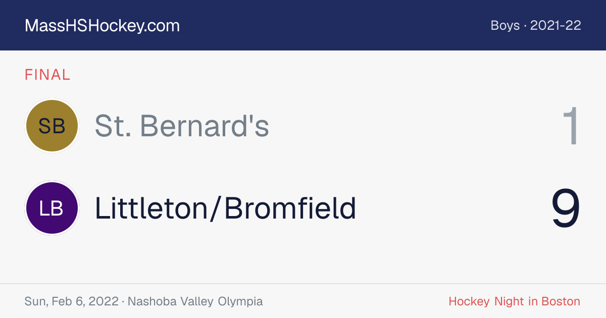 St. Bernard's at Littleton/Bromfield score card