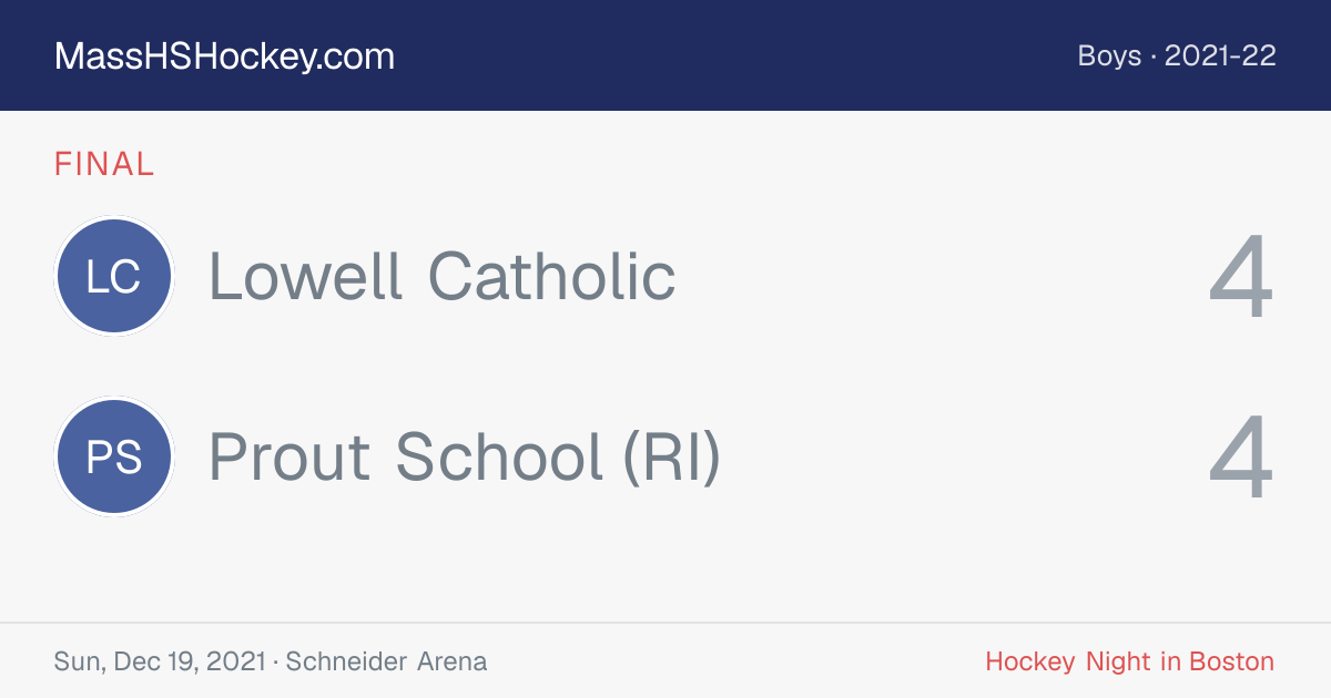 Lowell Catholic at Prout School (RI) score card