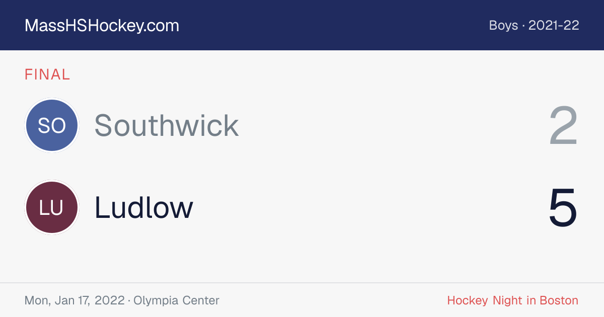 Southwick at Ludlow score card