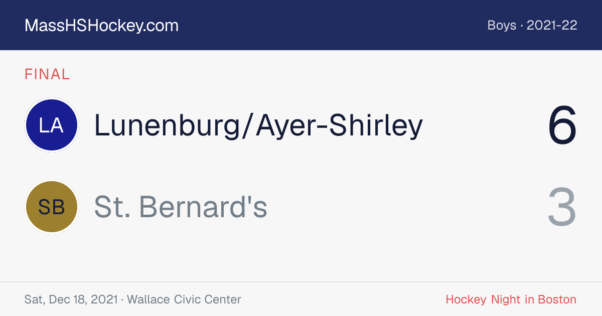 Lunenburg/Ayer-Shirley at St. Bernard's score card