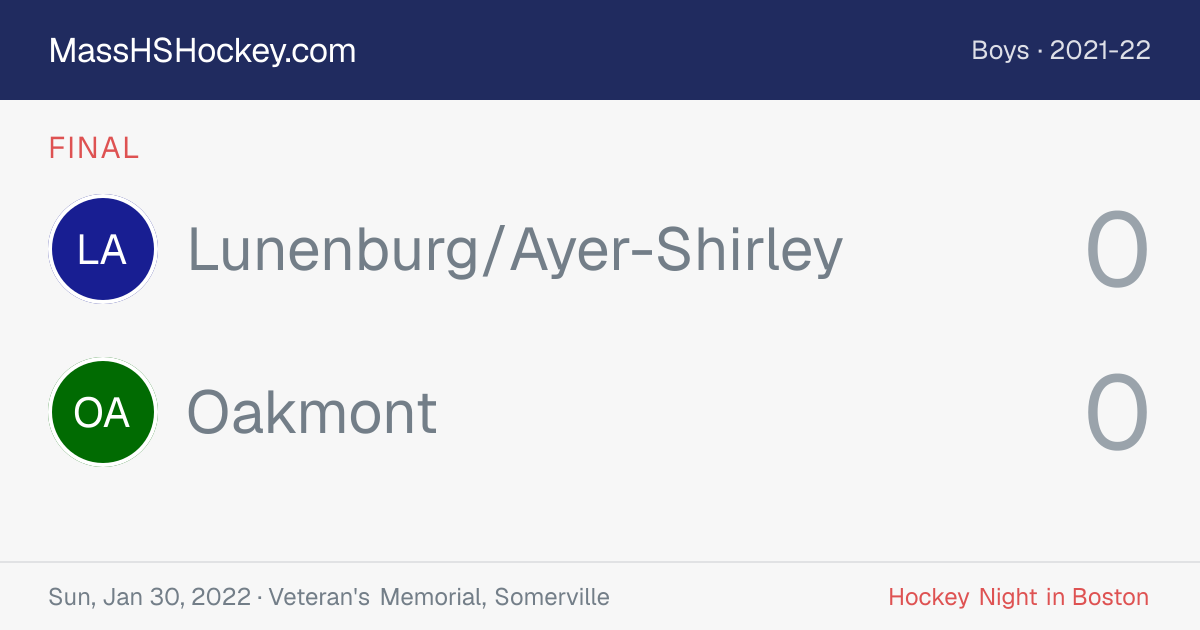 Lunenburg/Ayer-Shirley at Oakmont score card