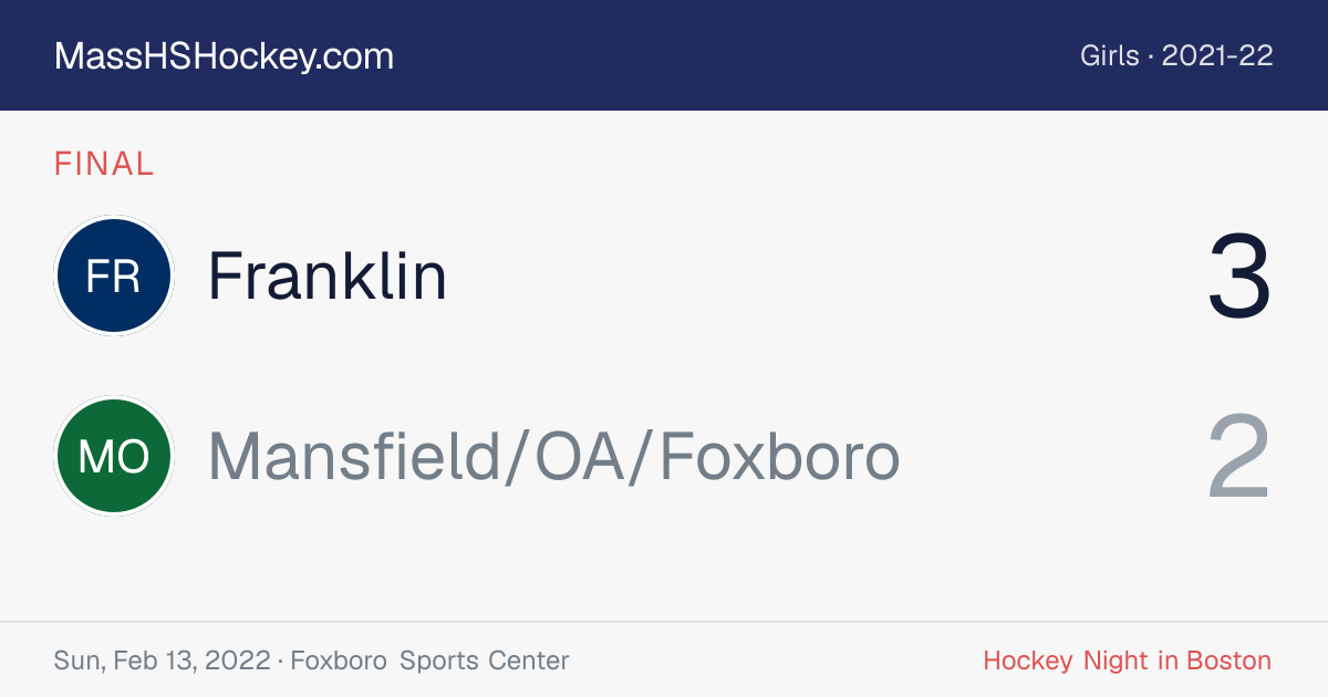 Franklin at Mansfield/OA/Foxboro score card