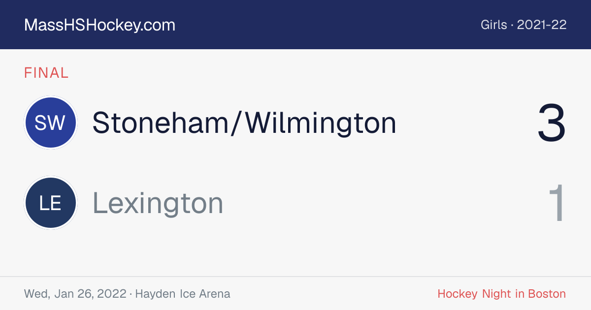 Stoneham/Wilmington at Lexington score card