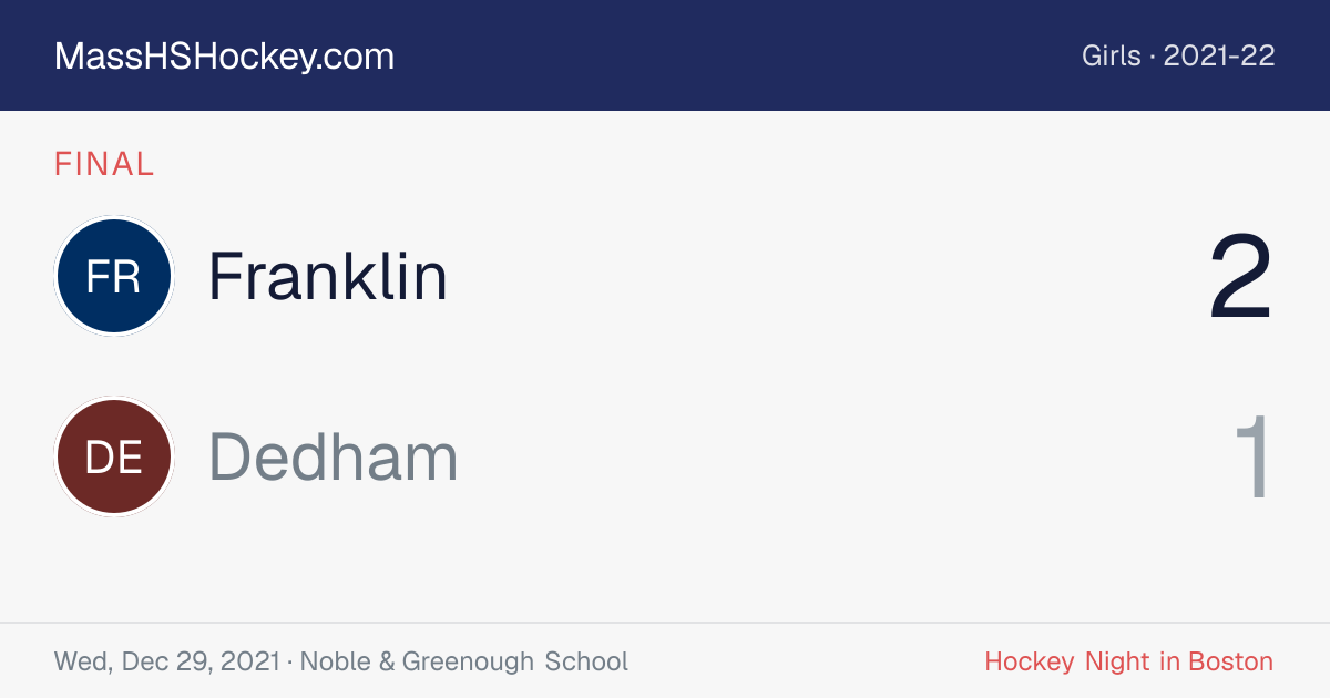 Franklin at Dedham score card