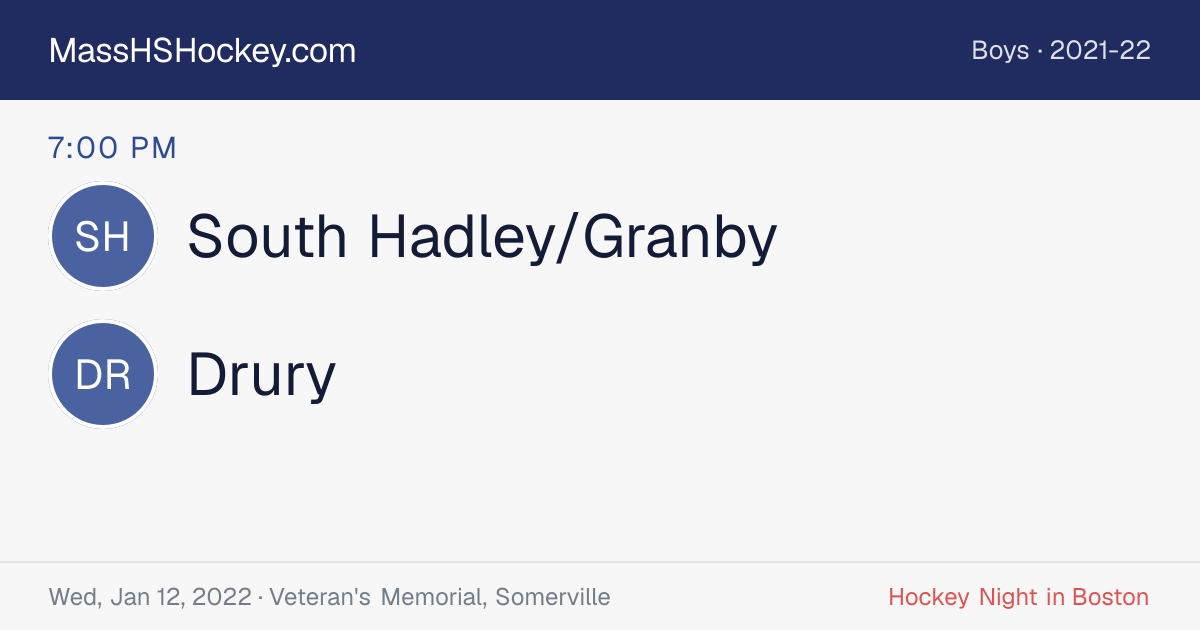 South Hadley/Granby at Drury score card