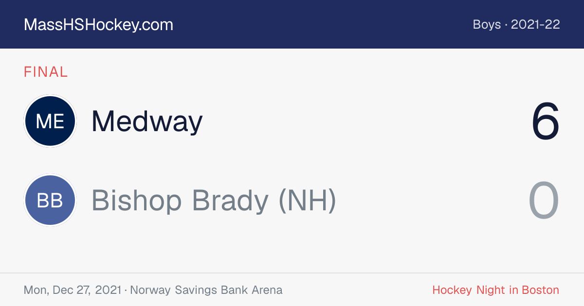 Medway at Bishop Brady (NH) score card