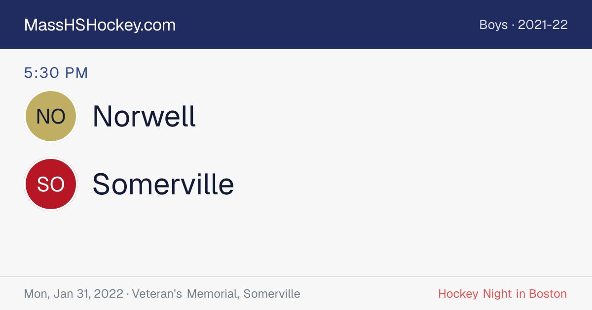 Norwell at Somerville score card
