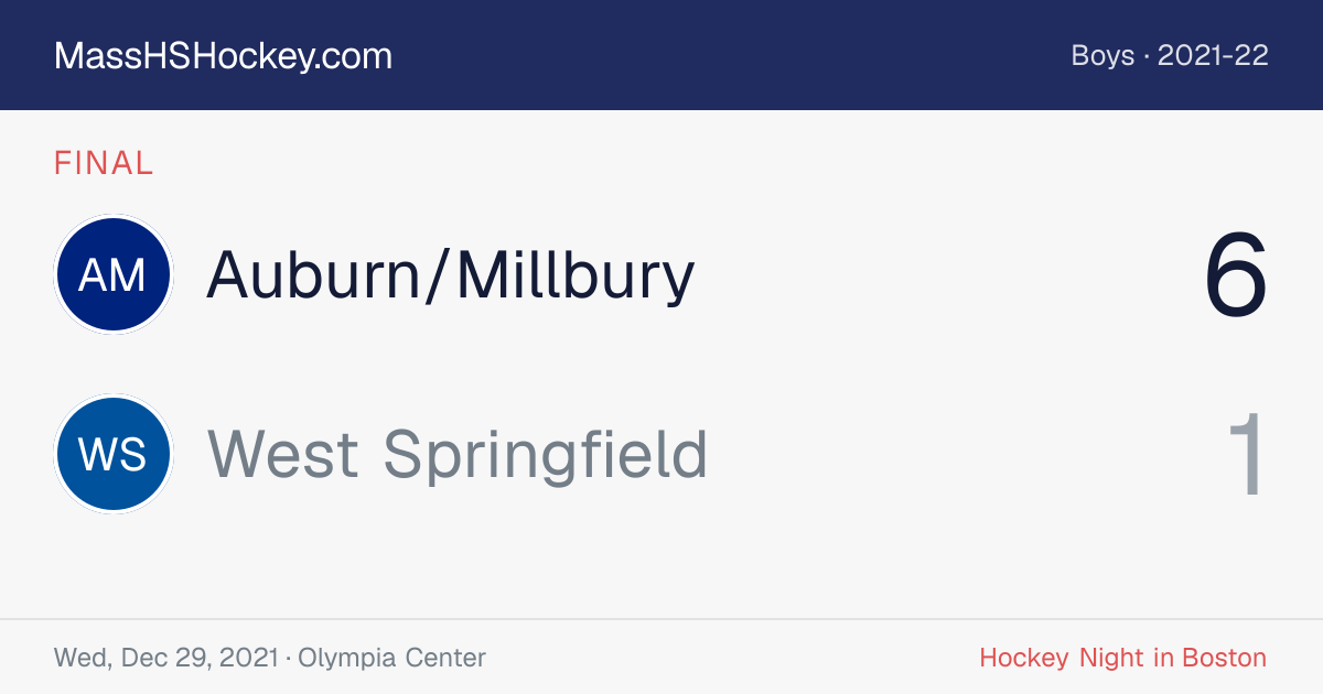 Auburn/Millbury at West Springfield score card