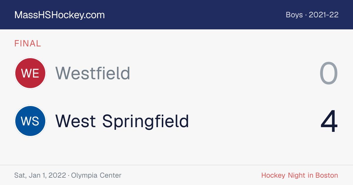 Westfield at West Springfield score card