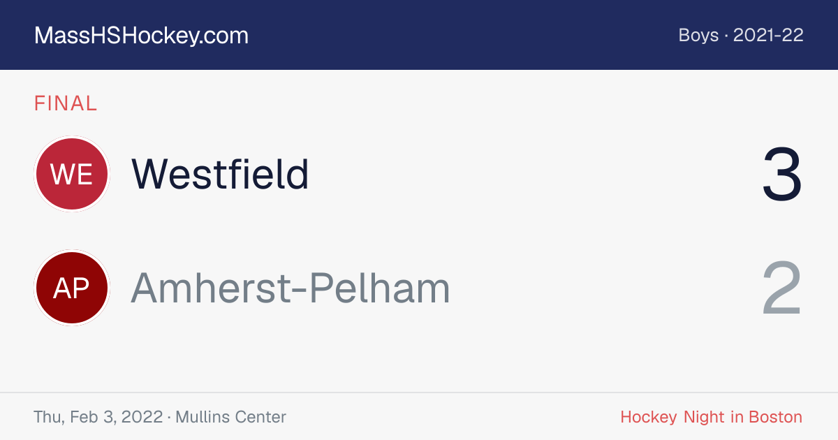 Westfield at Amherst-Pelham score card