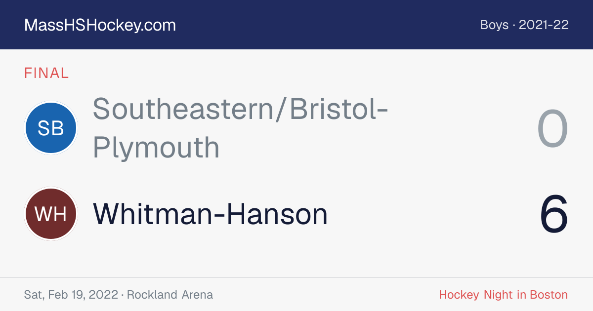 Southeastern/Bristol-Plymouth at Whitman-Hanson score card