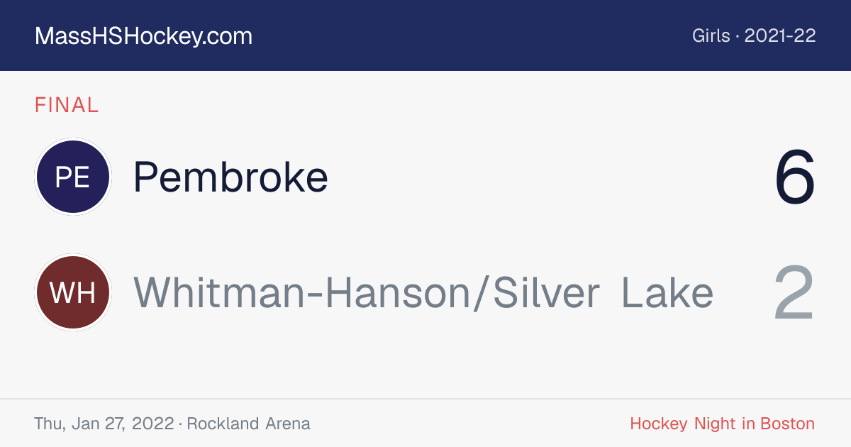 Pembroke at Whitman-Hanson/Silver Lake score card