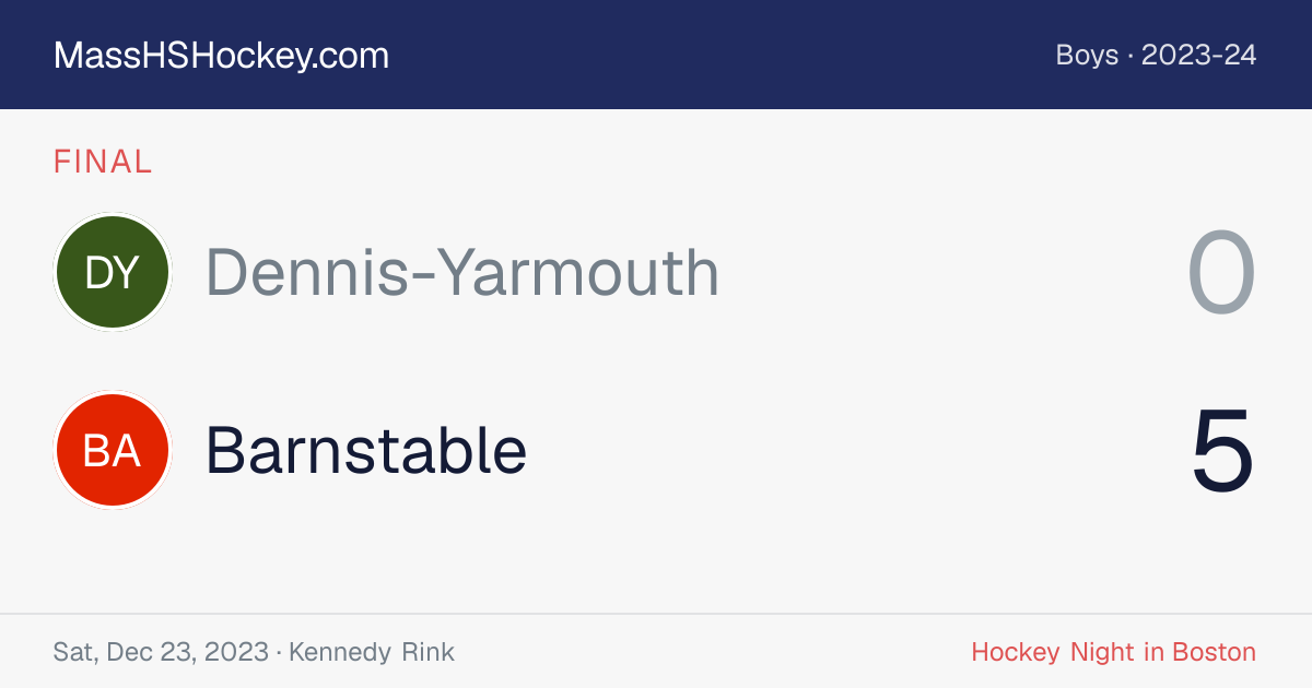 Dennis-Yarmouth at Barnstable score card