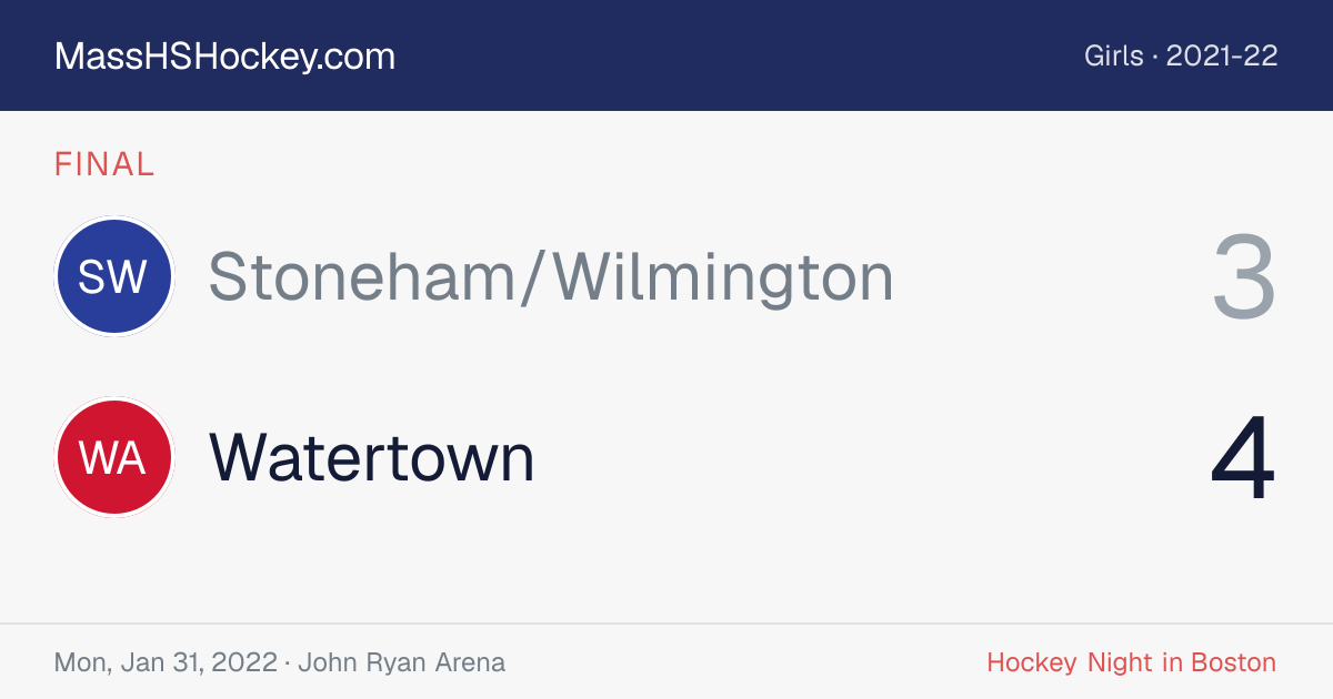 Stoneham/Wilmington at Watertown score card