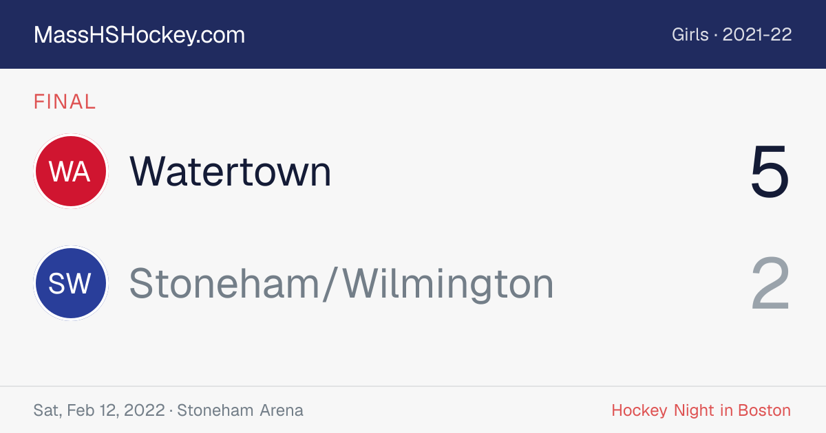 Watertown at Stoneham/Wilmington score card