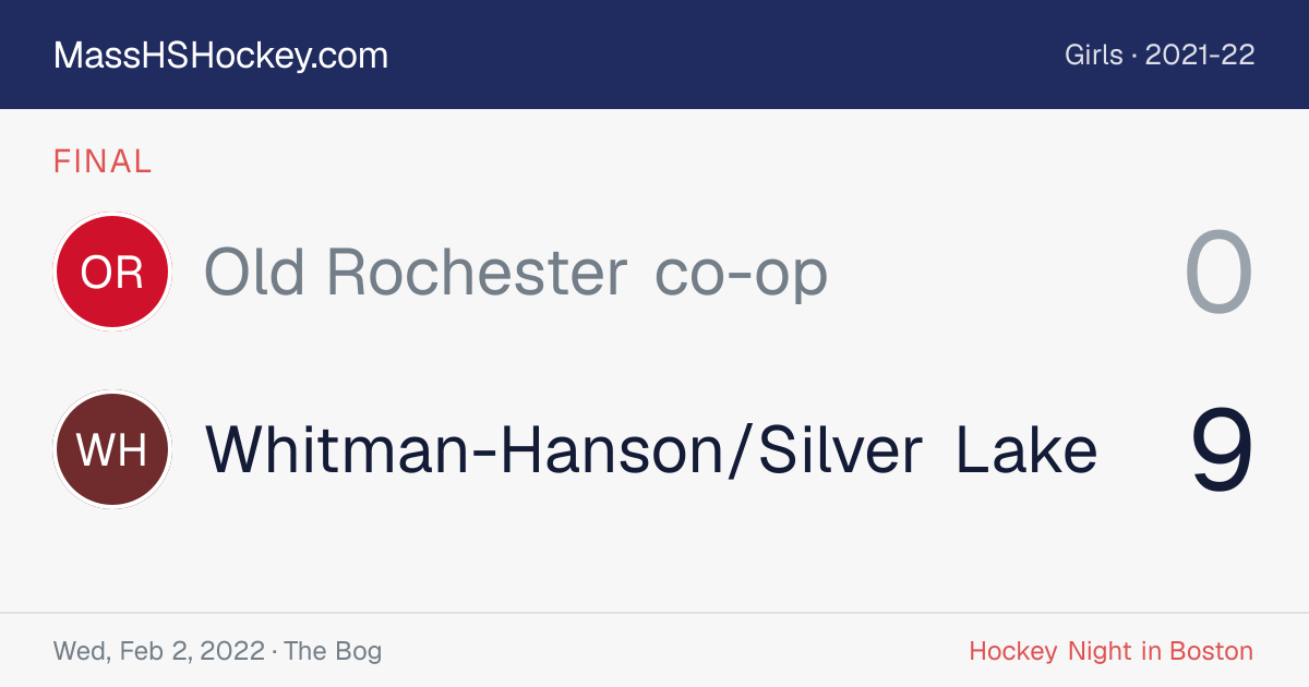 Old Rochester co-op at Whitman-Hanson/Silver Lake score card