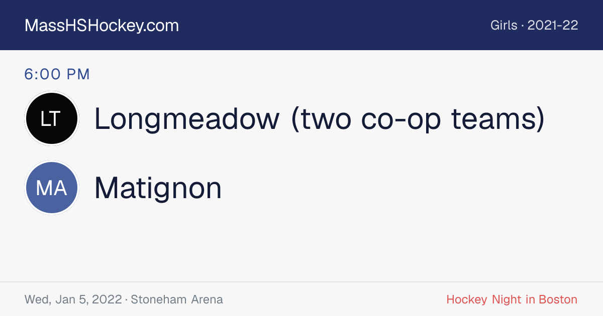 Longmeadow (two co-op teams) at Matignon score card