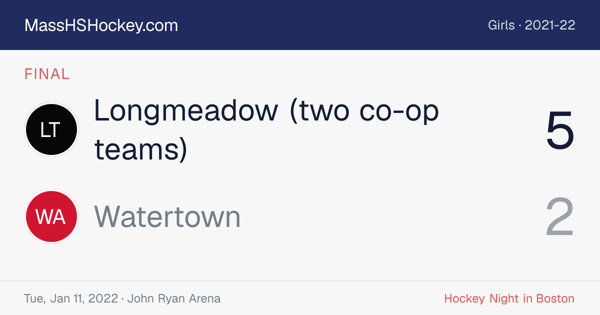Longmeadow (two co-op teams) at Watertown score card