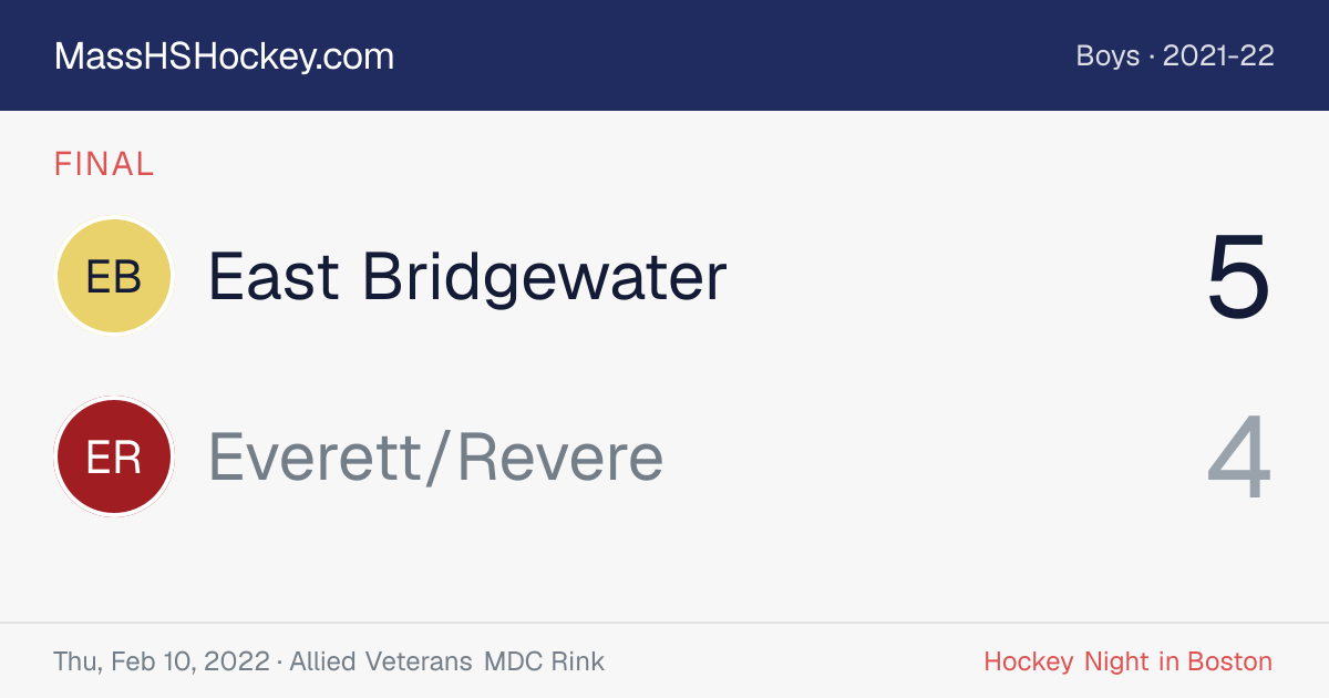 East Bridgewater at Everett/Revere score card