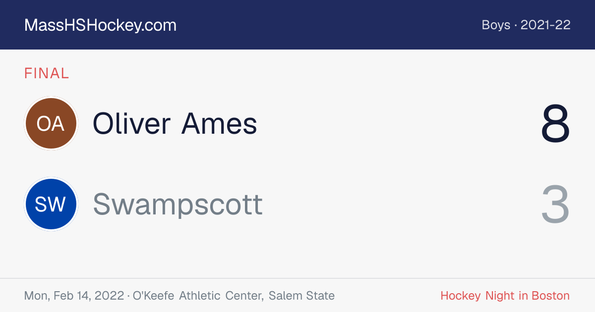 Oliver Ames at Swampscott score card
