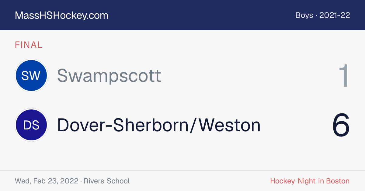 Swampscott at Dover-Sherborn/Weston score card