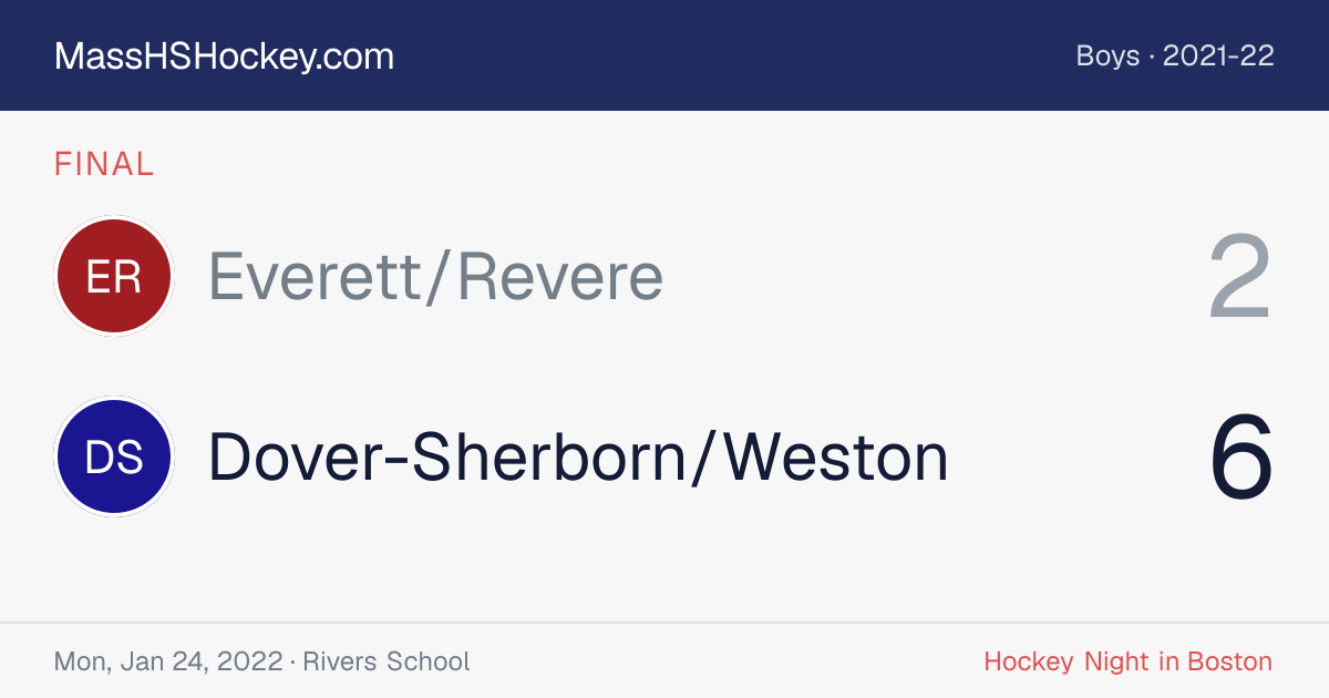 Everett/Revere at Dover-Sherborn/Weston score card