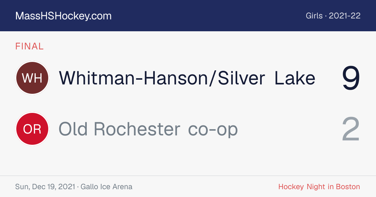 Whitman-Hanson/Silver Lake at Old Rochester co-op score card