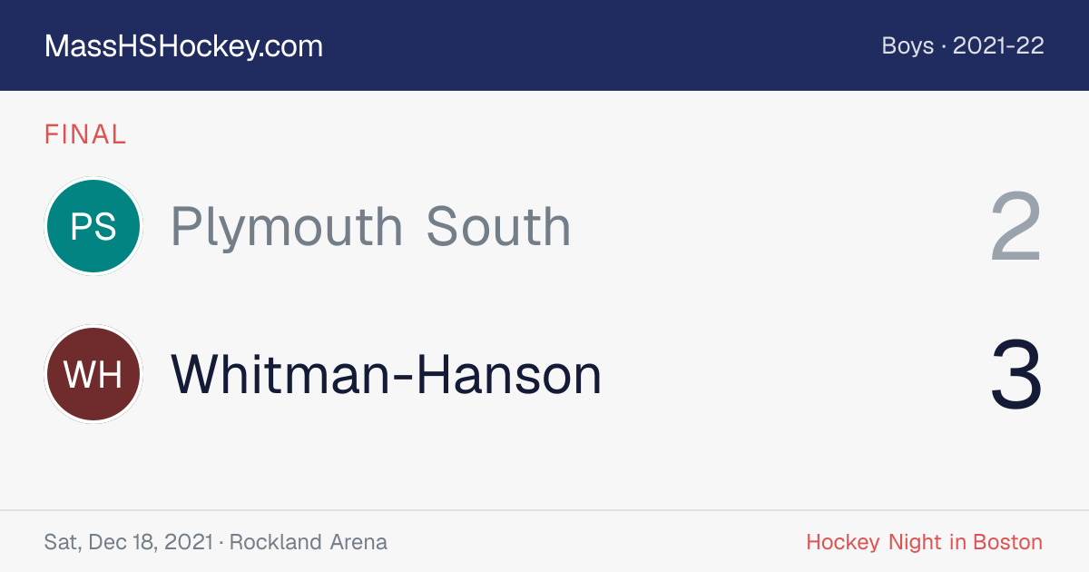 Plymouth South at Whitman-Hanson score card