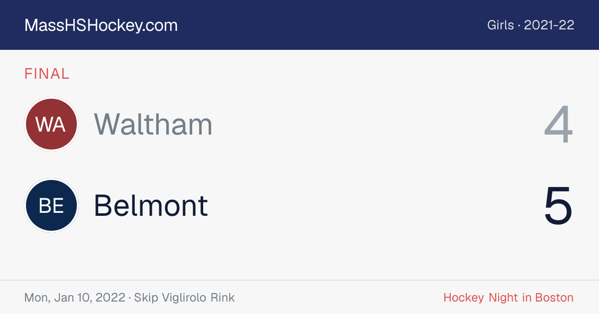 Waltham at Belmont score card