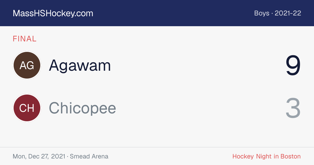 Agawam at Chicopee score card
