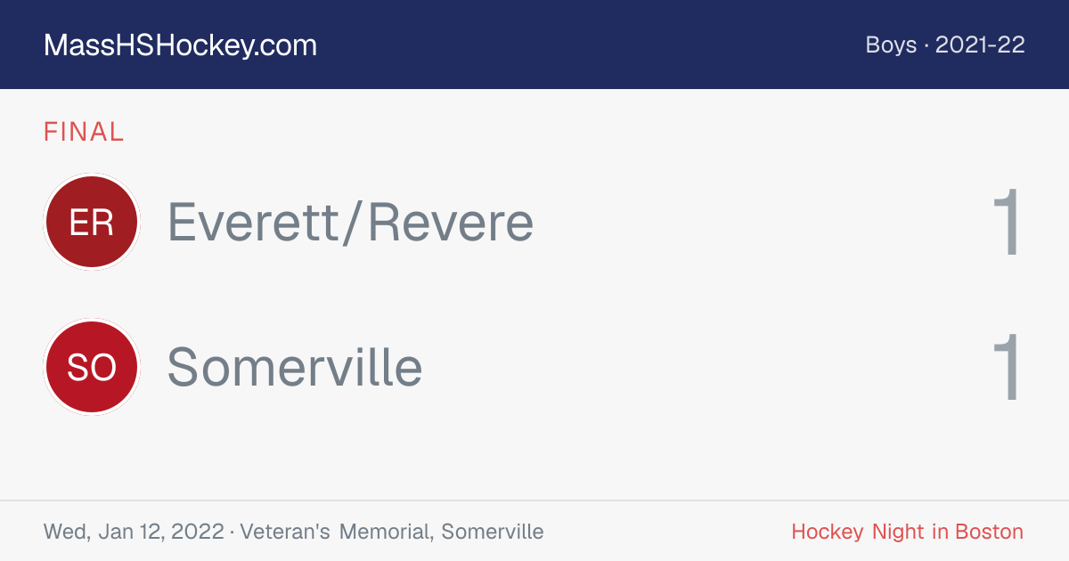 Everett/Revere at Somerville score card