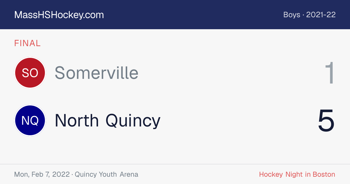 Somerville at North Quincy score card