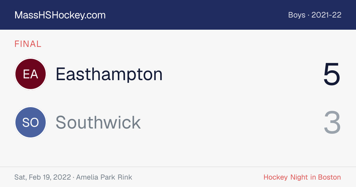 Easthampton at Southwick score card