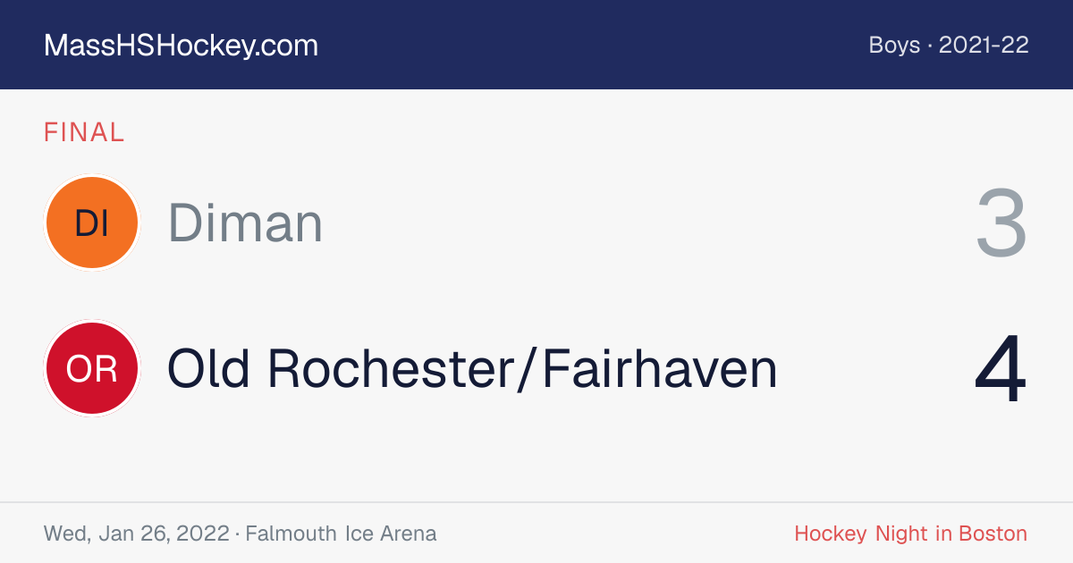 Diman at Old Rochester/Fairhaven score card